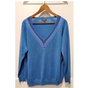 Modcloth lightweight knit blue v-neck sweater, 2x (NWOT)